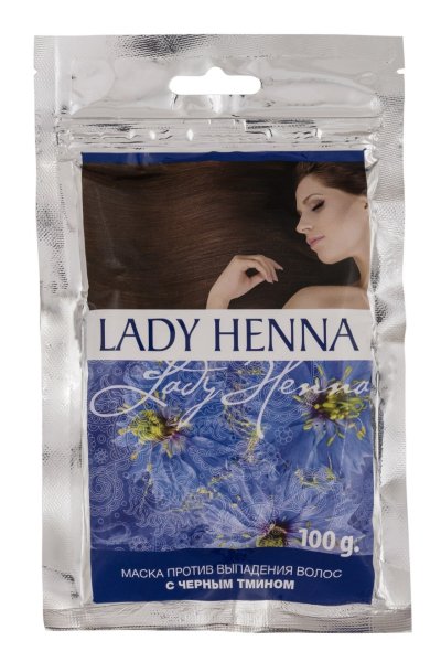 Маска против выпадения волос с ЧЁРНЫМ ТМИНОМ,Lady Henna 100 g.
